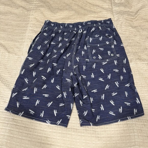 Johnnie-O Swim Trunks Mens Small Navy Blue AOP Logo Lined Bathing Suit - Picture 5 of 10